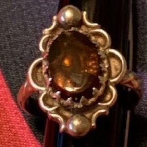 Antique Sterling Silver Brown Quartz Ring